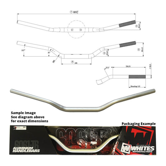 Whites Handlebar Taper AL6061 Silver KX/KXF/RMZ 1 1/8" (28.6mm)