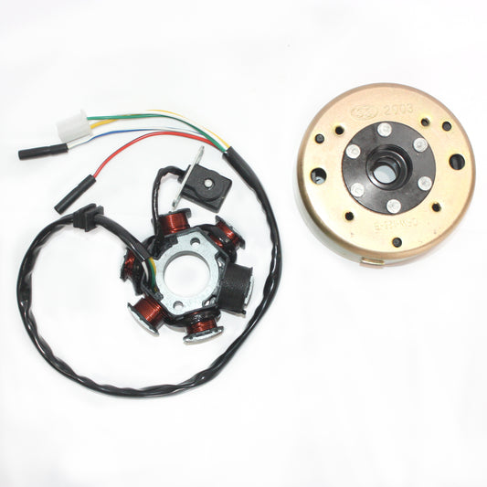 6 Pole Magneto Stator+ Flywheel GY6 125cc 150cc Quad Dirt Scooter Bike ATV Buggy