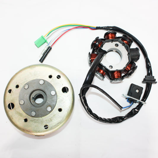 8 Pole Magneto Stator+ Flywheel GY6 125cc 150cc Quad Dirt Scooter Bike ATV Buggy