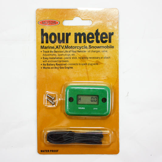 Inductive Waterproof Hour Meter Marine ATV Motorcycle Dirt Bike Ski Engine GREEN