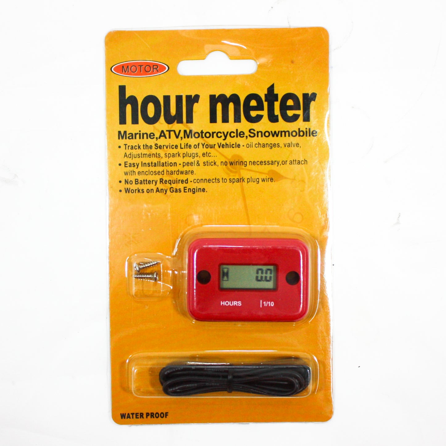 Inductive Waterproof Hour Meter Marine ATV Motorcycle Dirt Bike Gas Engine RED