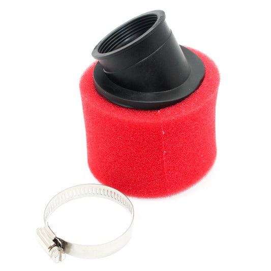 RED 45mm Bent Angled Foam Air Filter Pod PIT PRO Trail Quad Dirt Bike ATV Buggy