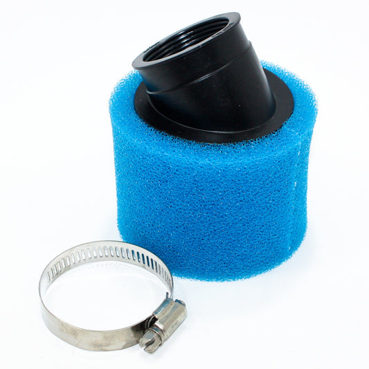 BLUE 42mm Bent Angled Foam Pod Air Filter Cleaner PIT Quad Dirt Bike ATV Buggy