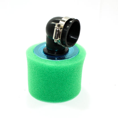 GREEN 35mm 90 Degree Bent Angled Air Filter Pod Cleaner PIT QUAD DIRT BIKE ATV