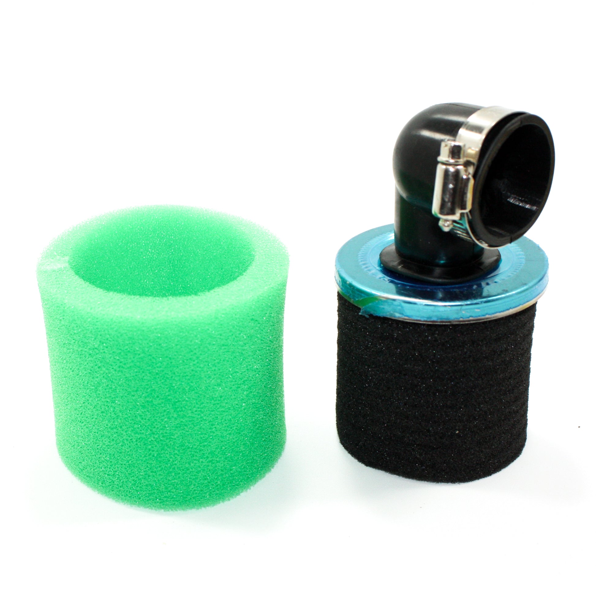 GREEN 35mm 90 Degree Bent Angled Air Filter Pod Cleaner PIT QUAD DIRT BIKE ATV