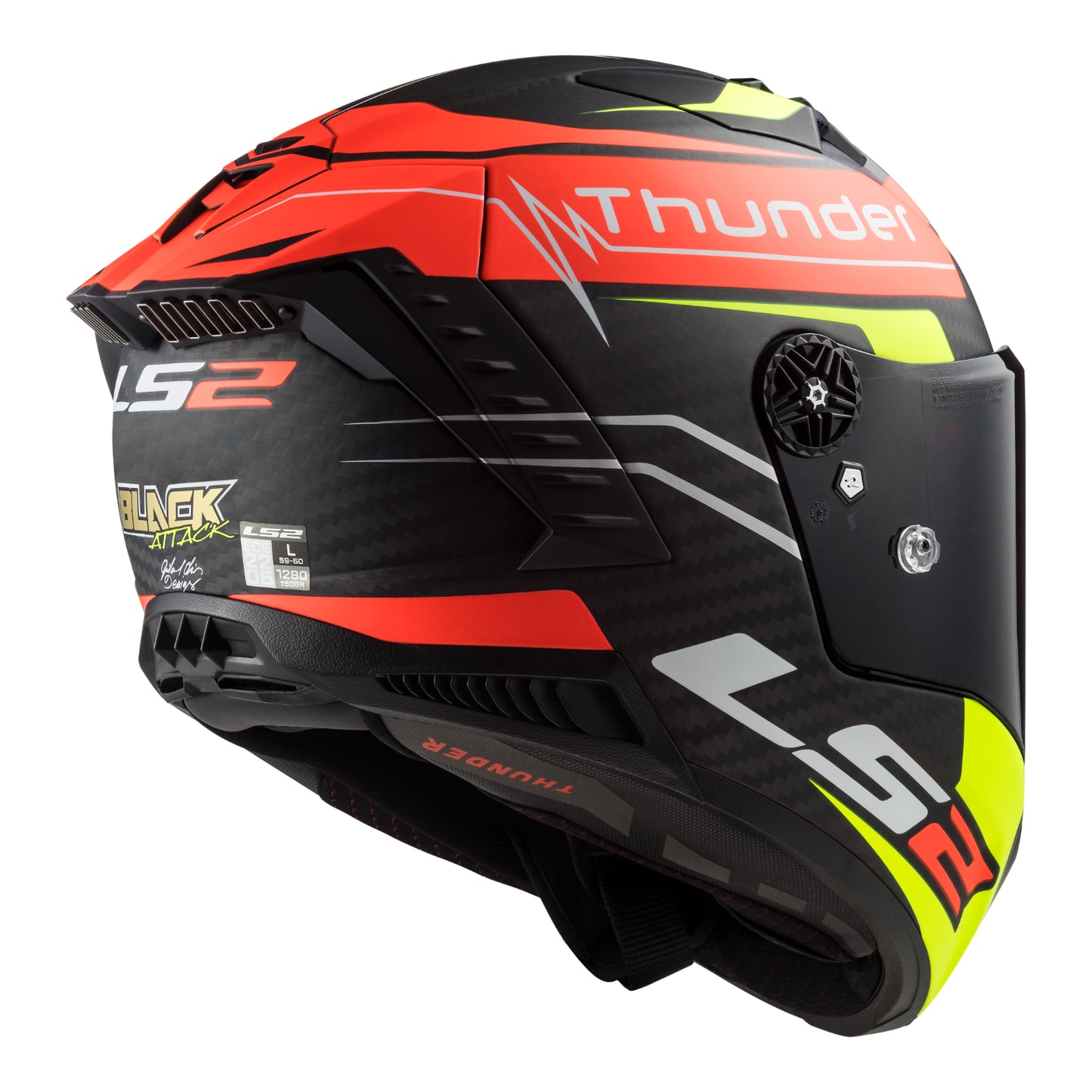 LS2 FF805C Thunder Carbon (S) Attack - Matte Red / Hi-Vis Yellow 06