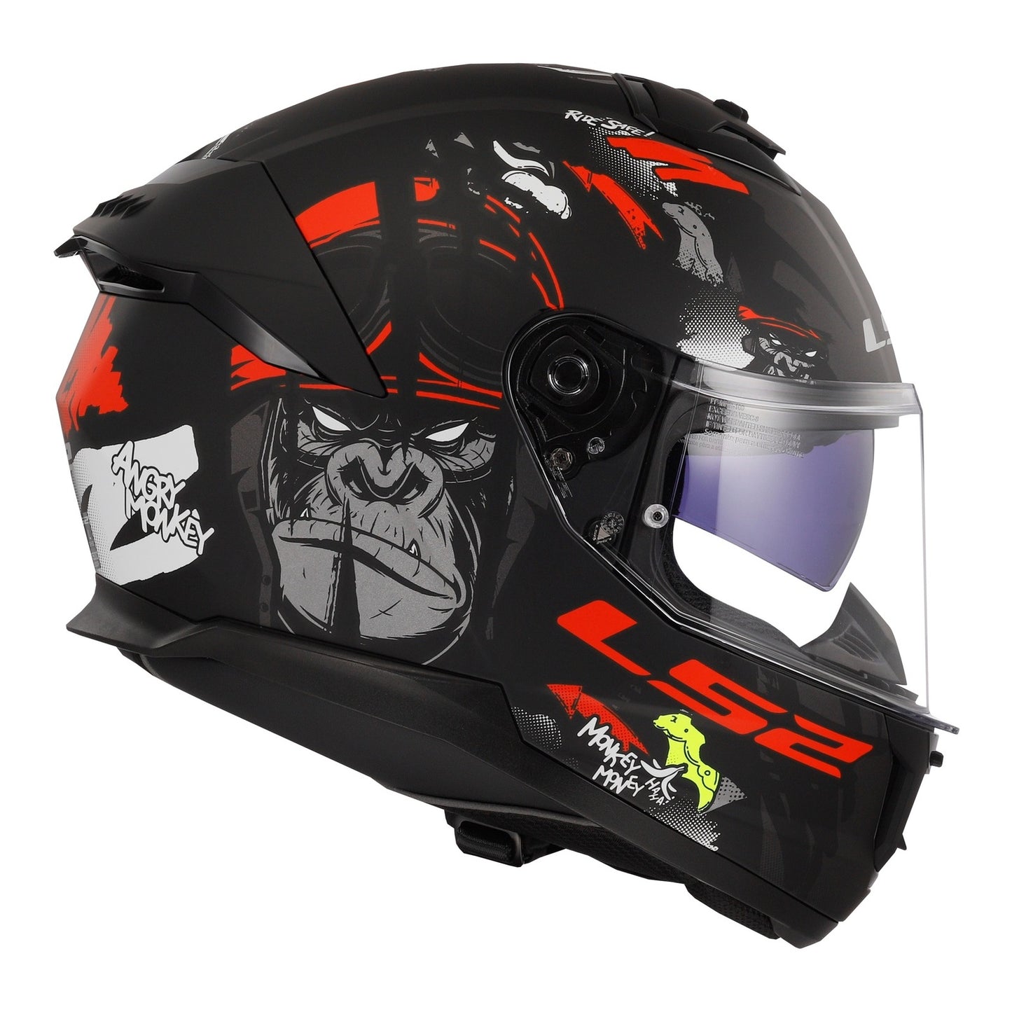 LS2 FF808 Stream II (2XL) Angry Monkey - Matte Black / Red 06