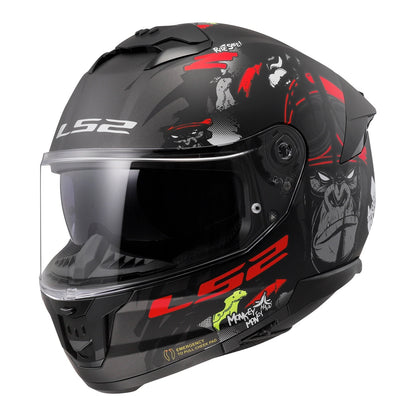 LS2 FF808 Stream II (3XL) Angry Monkey - Matte Black / Red 06