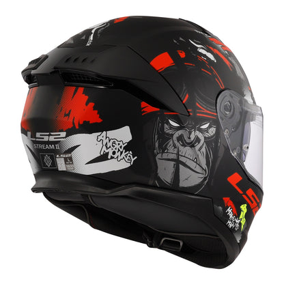 LS2 FF808 Stream II (XS) Angry Monkey - Matte Black / Red 06
