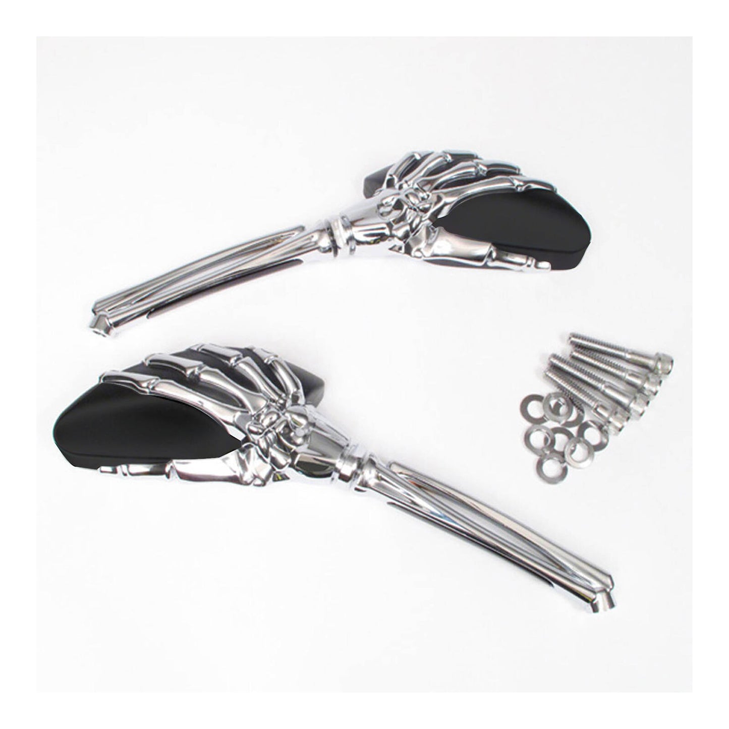 Whites Mirror Universal Skeleton Hand Chrome/Black HD (Pair)
