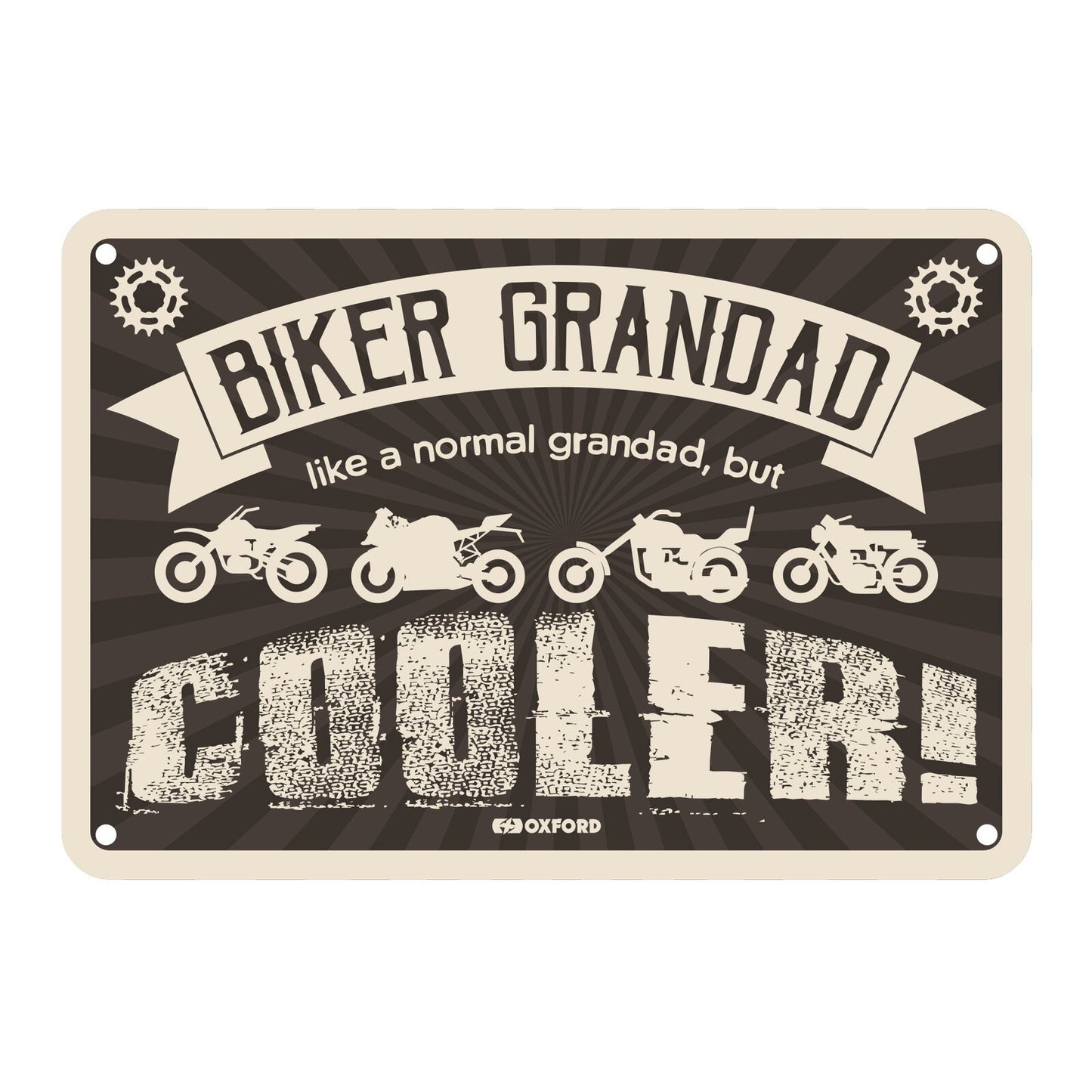 Oxford Garage Metal Sign: "Biker Grandad  Like a Normal Grandad  But Cooler"