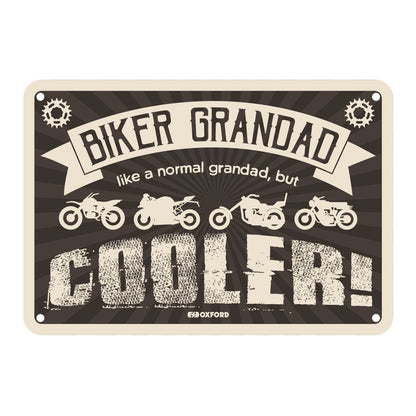 Oxford Garage Metal Sign: "Biker Grandad  Like a Normal Grandad  But Cooler"