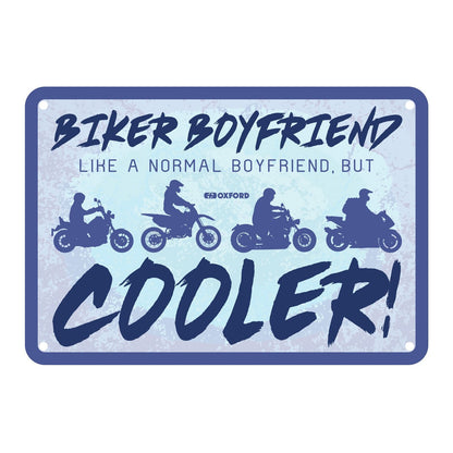 Oxford Garage Metal Sign: "Biker Boyfriend  Like a Normal Wife  But Cooler"