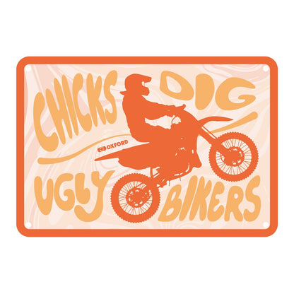 Oxford Garage Metal Sign: "Chicks Dig Ugly Bikers"