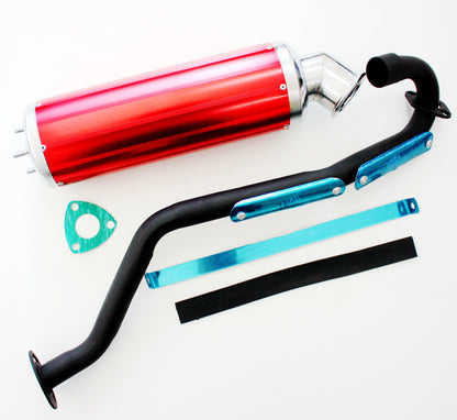 Exhaust Pipe+ RED Alloy Muffler 150cc 200cc 250cc Quad Dirt Bike ATV Dune Buggy