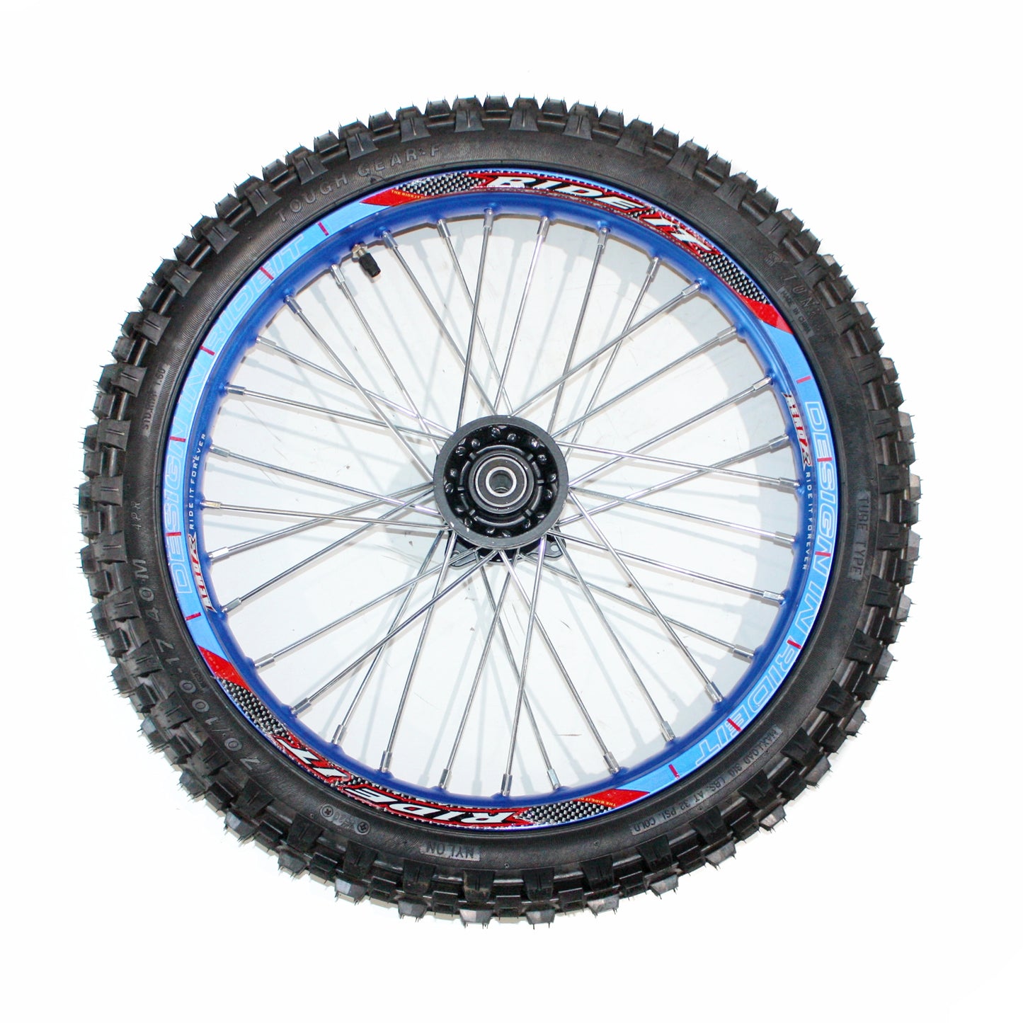 BLUE 15mm 17 Inch Front 14 inch Alloy Rear Wheel Rim Tyre Tire PIT Dirt Bike