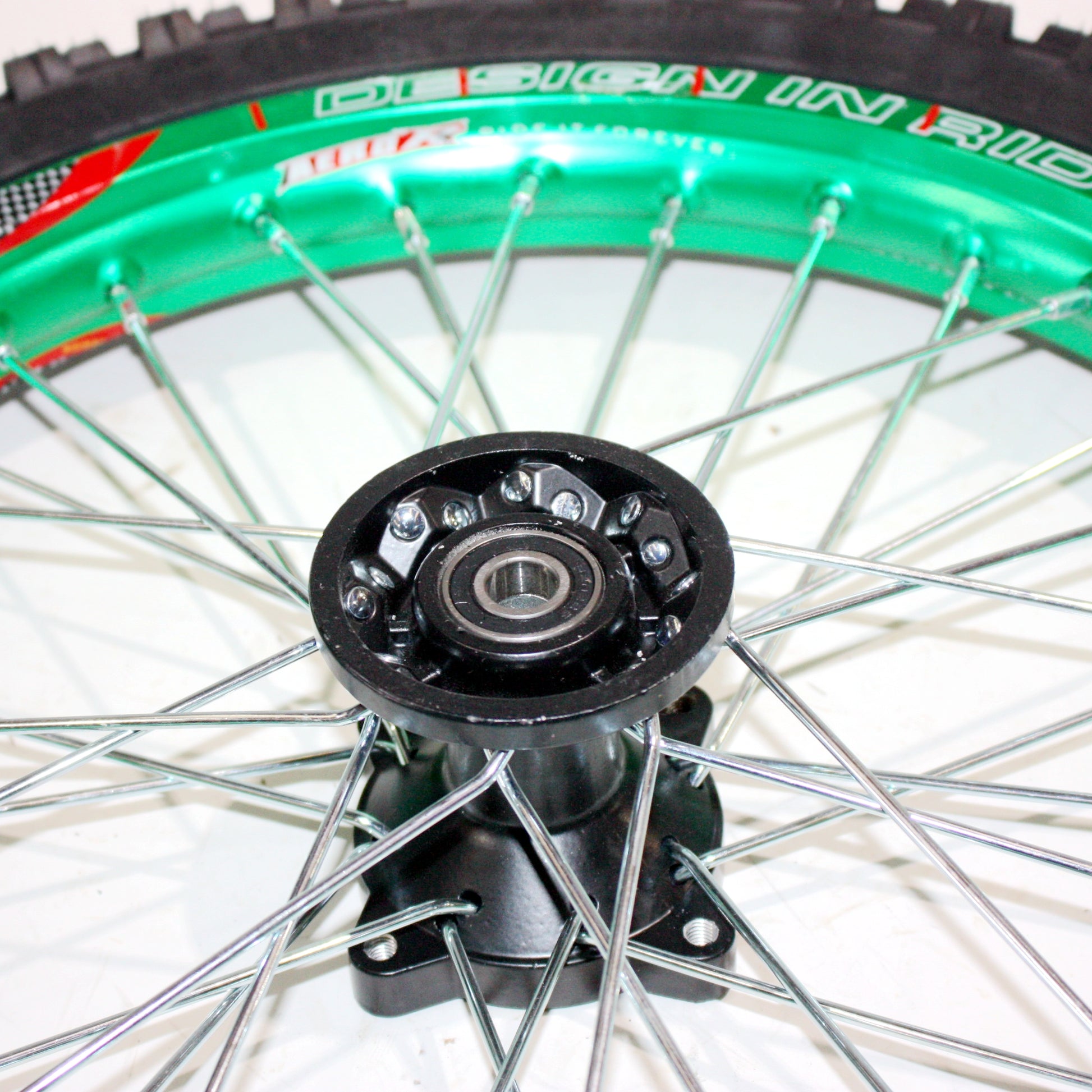 GREEN 15mm 17 Inch Front 14 inch Alloy Rear Wheel Rim Tyre Tire PIT Dirt Bike