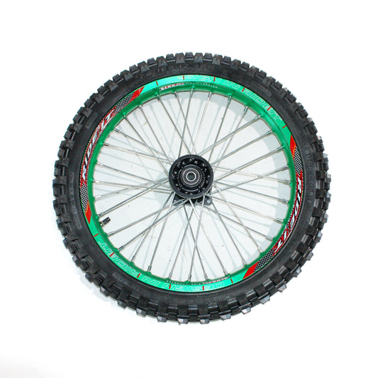 GREEN 15mm Axle 70/100 - 17 17&quot; Inch Front Wheel Rim Tyre Tire PIT PRO Dirt Bike