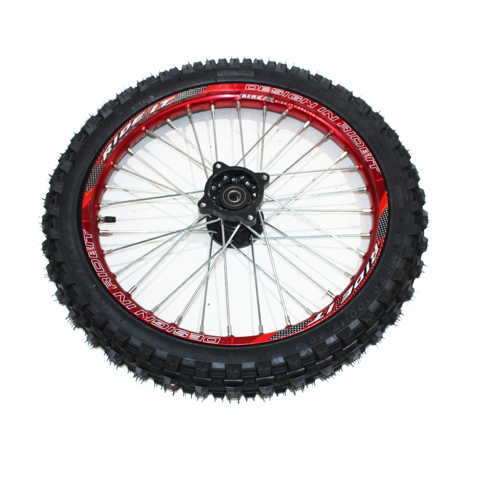 RED 15mm 17 Inch Front 14 inch Alloy Rear Wheel Rim Tyre Tire PIT Dirt Bike