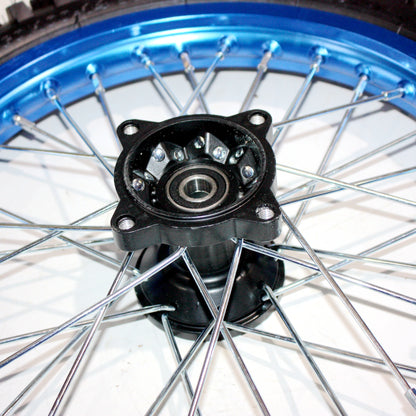 BLUE 15mm 14 Inch Front + 12 Inch Rear Wheel Rim Tyre Tire PIT PRO Dirt Bike