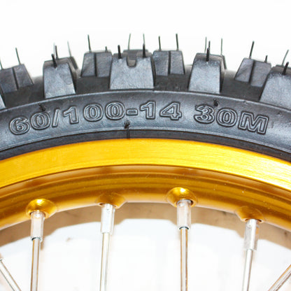 GOLD 12mm 14 Inch Front + 12 Inch Rear Wheel Rim + Tyre Tire PIT PRO Dirt Bike