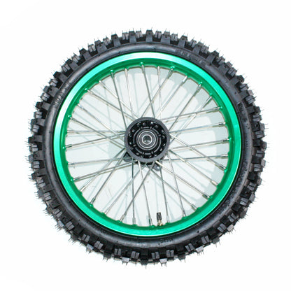 GREEN 15mm 14 Inch Front + 12 Inch Rear Wheel Rim Tyre Tire PIT PRO Dirt Bike