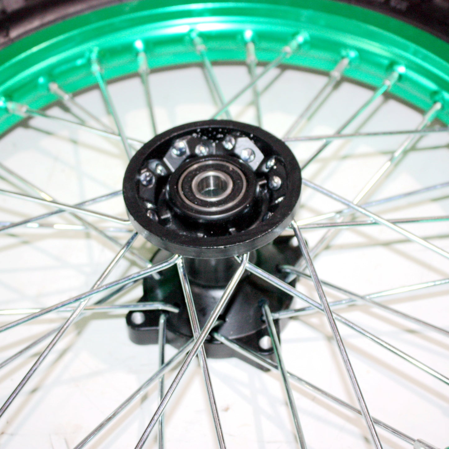 GREEN 15mm Axle 60/100- 14  14&quot; Inch Front Wheel Rim Tyre Tire PIT PRO Dirt Bike