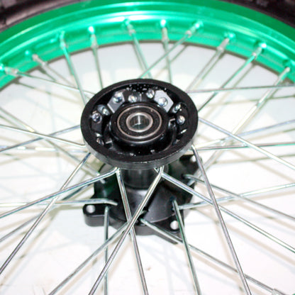 GREEN 15mm 14 Inch Front + 12 Inch Rear Wheel Rim Tyre Tire PIT PRO Dirt Bike