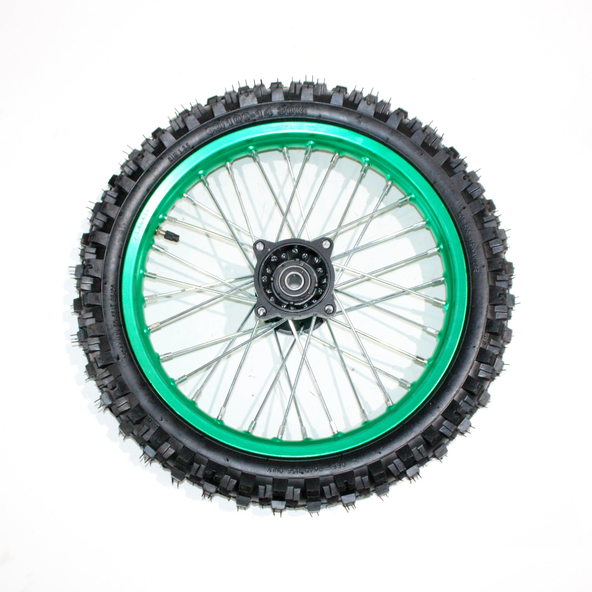 GREEN 15mm 14 Inch Front + 12 Inch Rear Wheel Rim Tyre Tire PIT PRO Dirt Bike