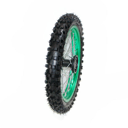 GREEN 15mm Axle 60/100- 14  14&quot; Inch Front Wheel Rim Tyre Tire PIT PRO Dirt Bike