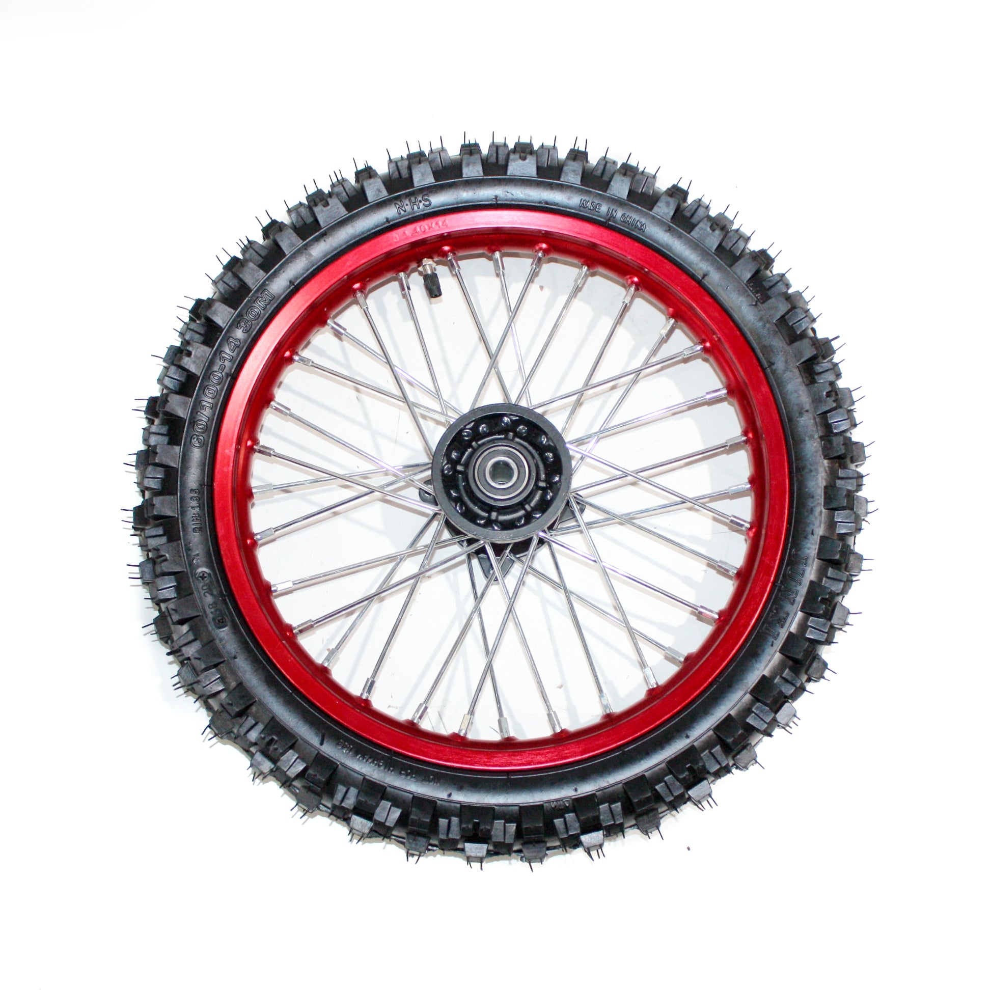 RED 15mm Axle 60/100 - 14 14&quot; Inch Front Wheel Rim Knobby Tyre PIT PRO Dirt Bike