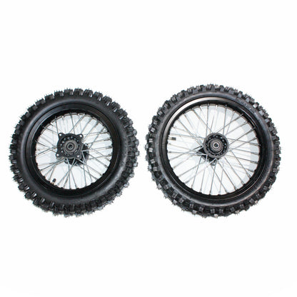 BLK 12mm 14 Inch Front + 15mm 12 inch Rear Wheel Rim Tyre Tire PIT PRO Dirt Bike