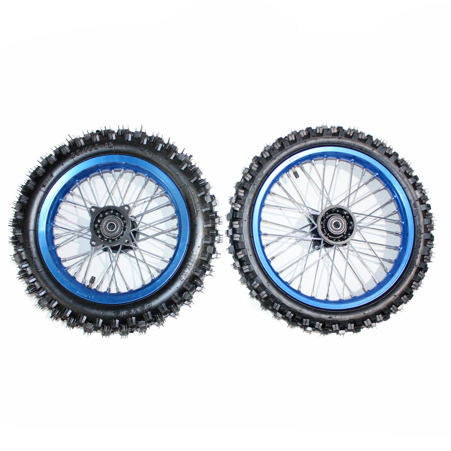 BLUE 15mm 14 Inch Front + 12 Inch Rear Wheel Rim Tyre Tire PIT PRO Dirt Bike