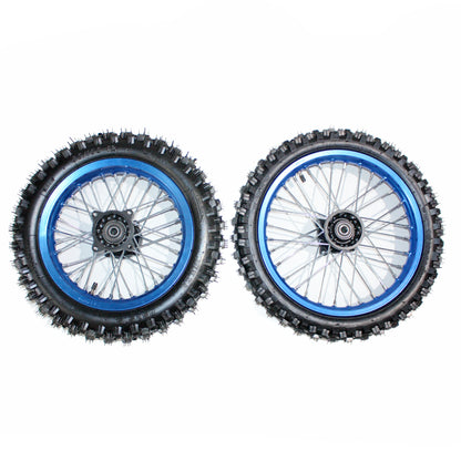 BLUE 15mm 14 Inch Front + 12 Inch Rear Wheel Rim Tyre Tire PIT PRO Dirt Bike