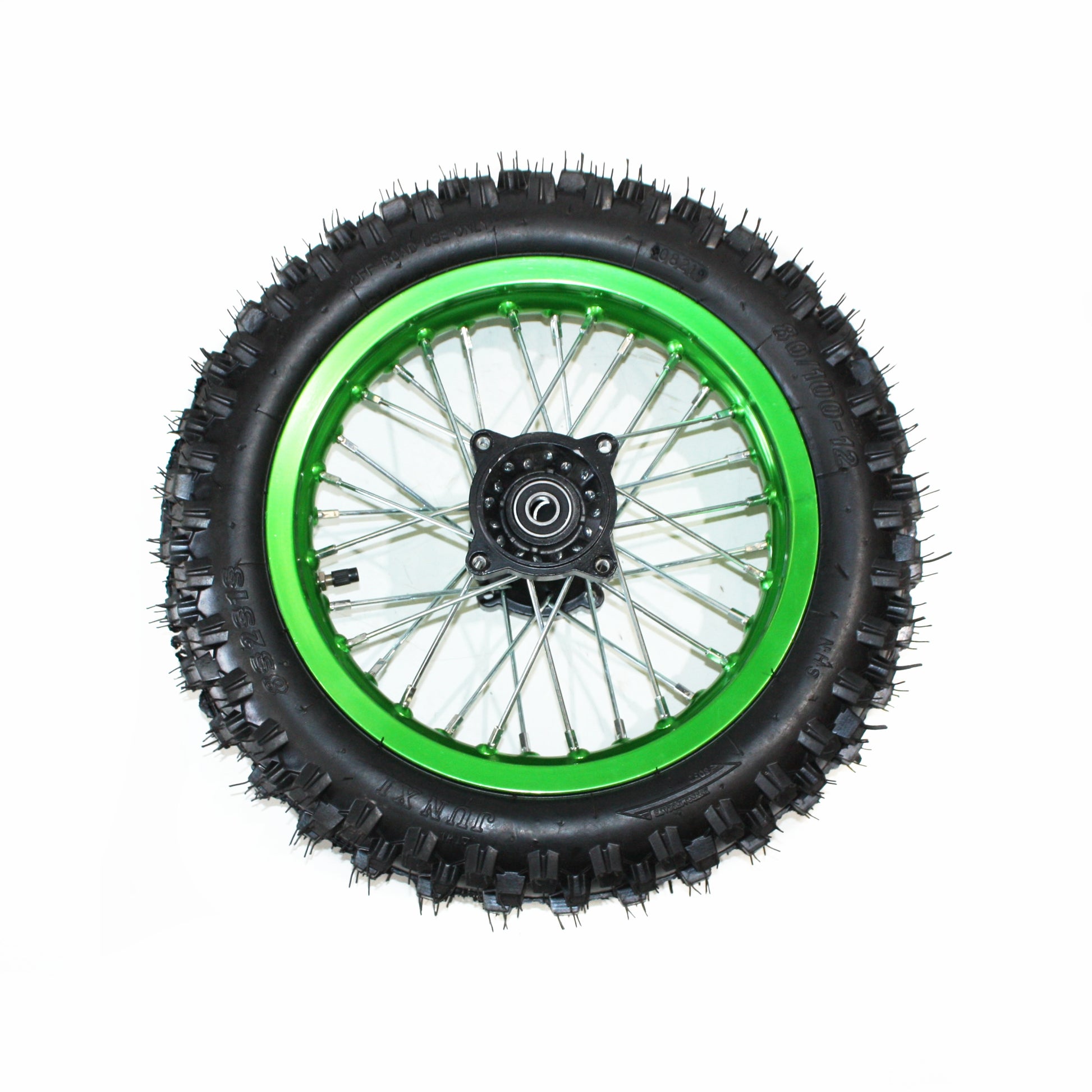 GREEN 15mm 14 Inch Front + 12 Inch Rear Wheel Rim Tyre Tire PIT PRO Dirt Bike