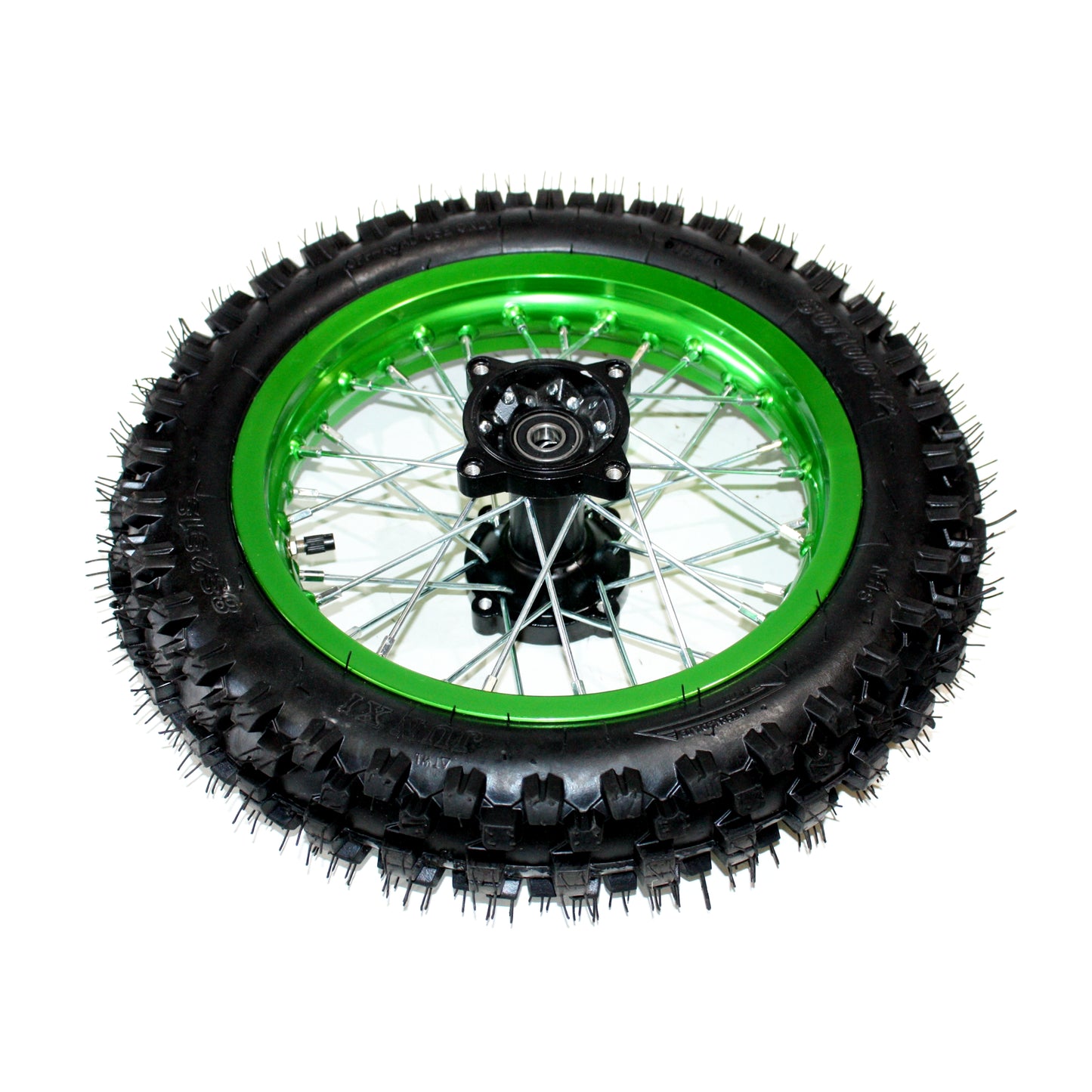 GREEN 15mm 14 Inch Front + 12 Inch Rear Wheel Rim Tyre Tire PIT PRO Dirt Bike