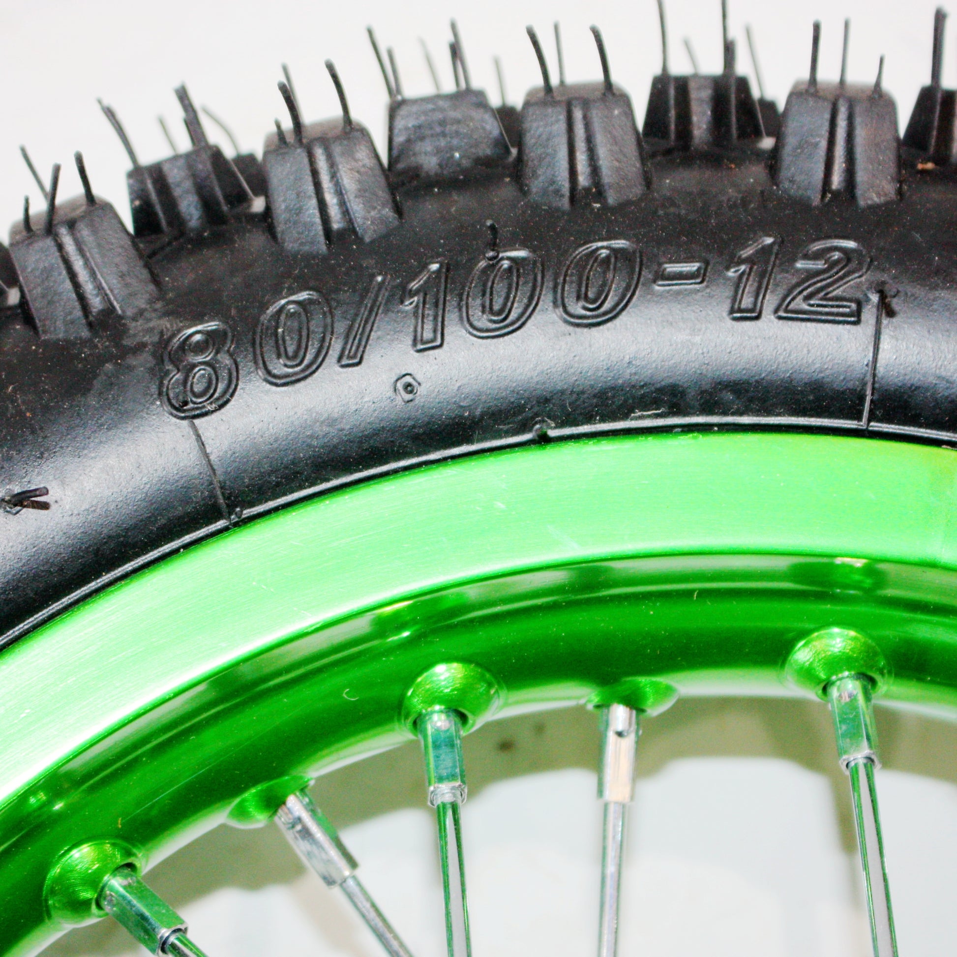 GREEN 15mm 14 Inch Front + 12 Inch Rear Wheel Rim Tyre Tire PIT PRO Dirt Bike