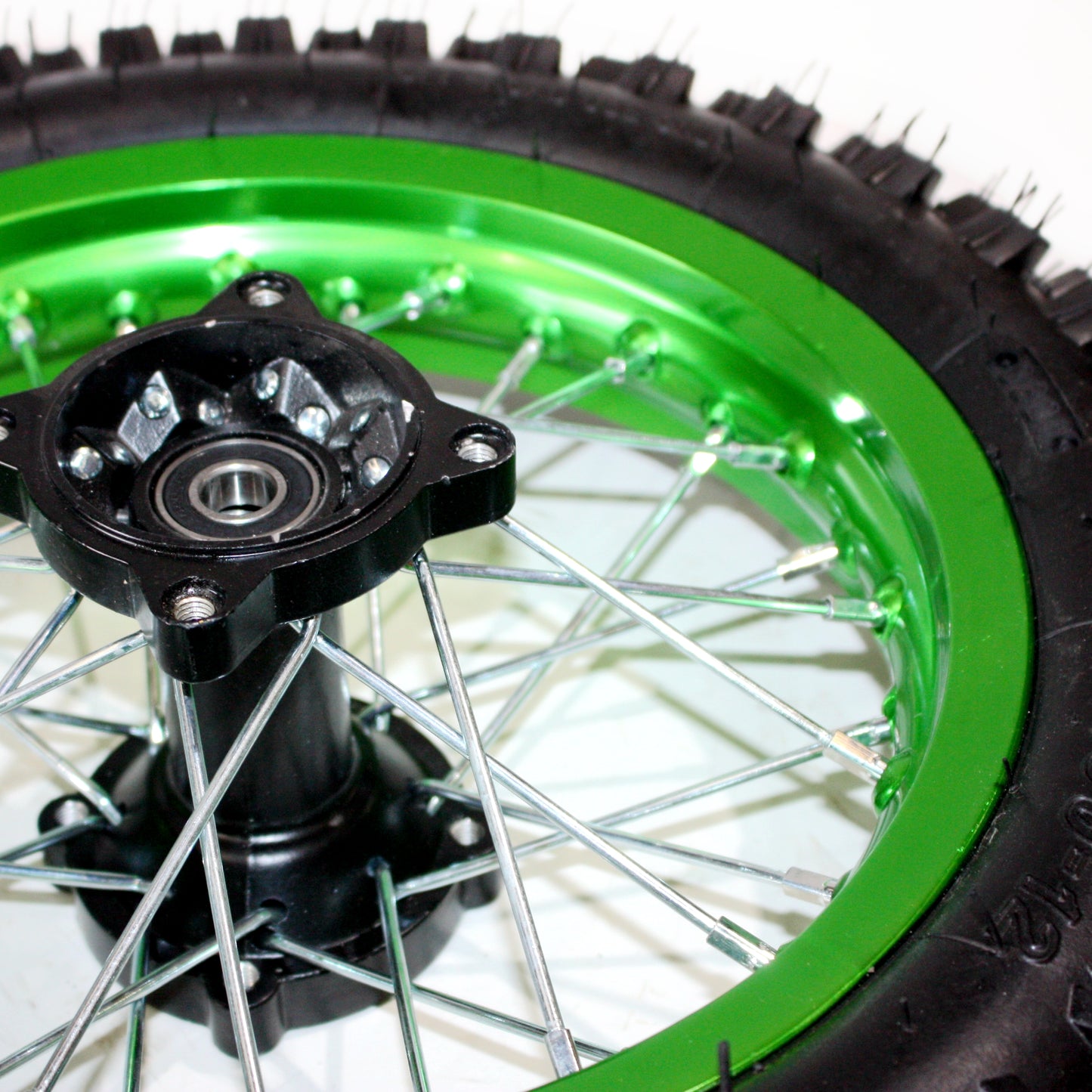 GREEN 15mm 14 Inch Front + 12 Inch Rear Wheel Rim Tyre Tire PIT PRO Dirt Bike