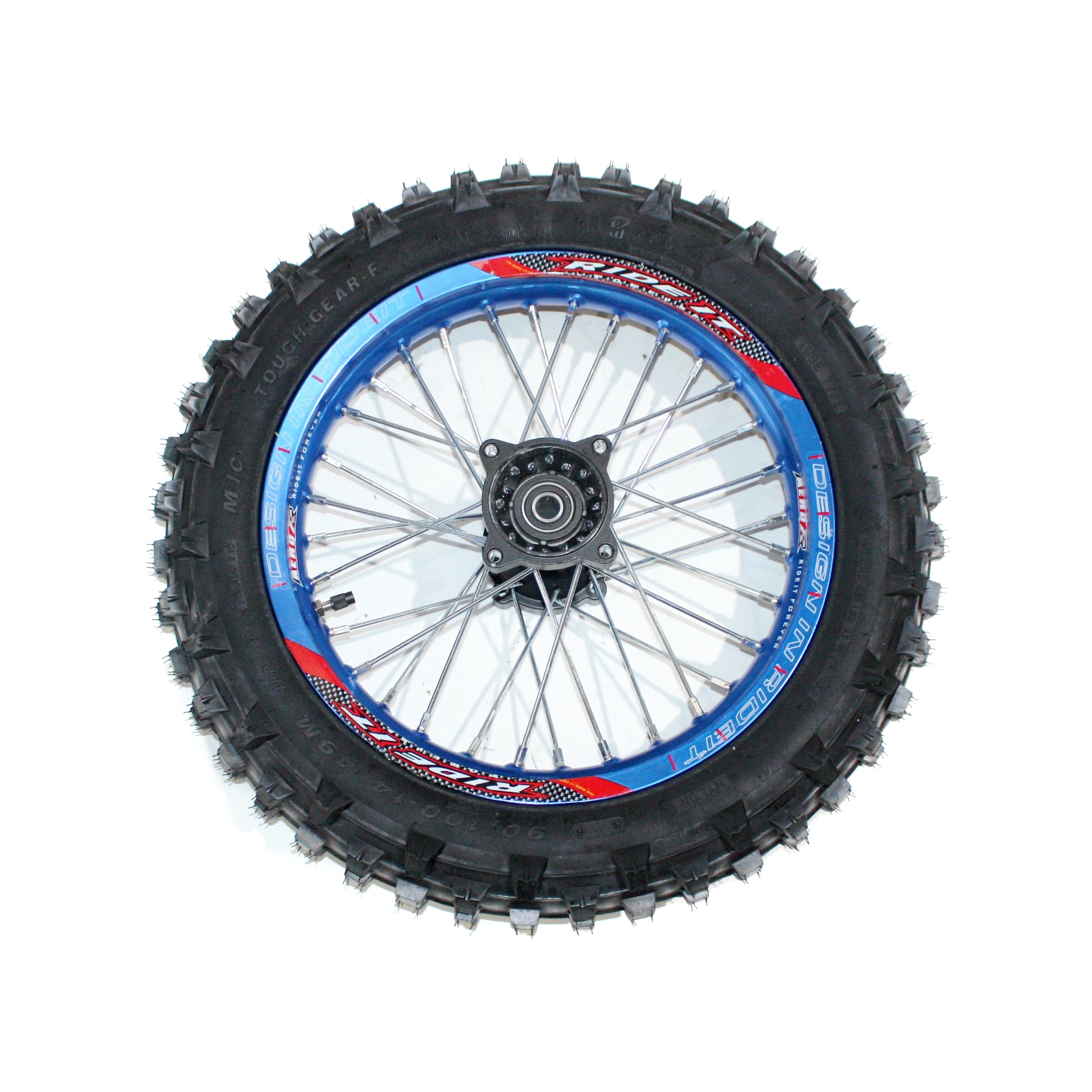 BLUE 90/100 - 14 14&quot; Inch Rear Back Wheel Rim Knobby Tyre Tire PIT PRO Dirt Bike