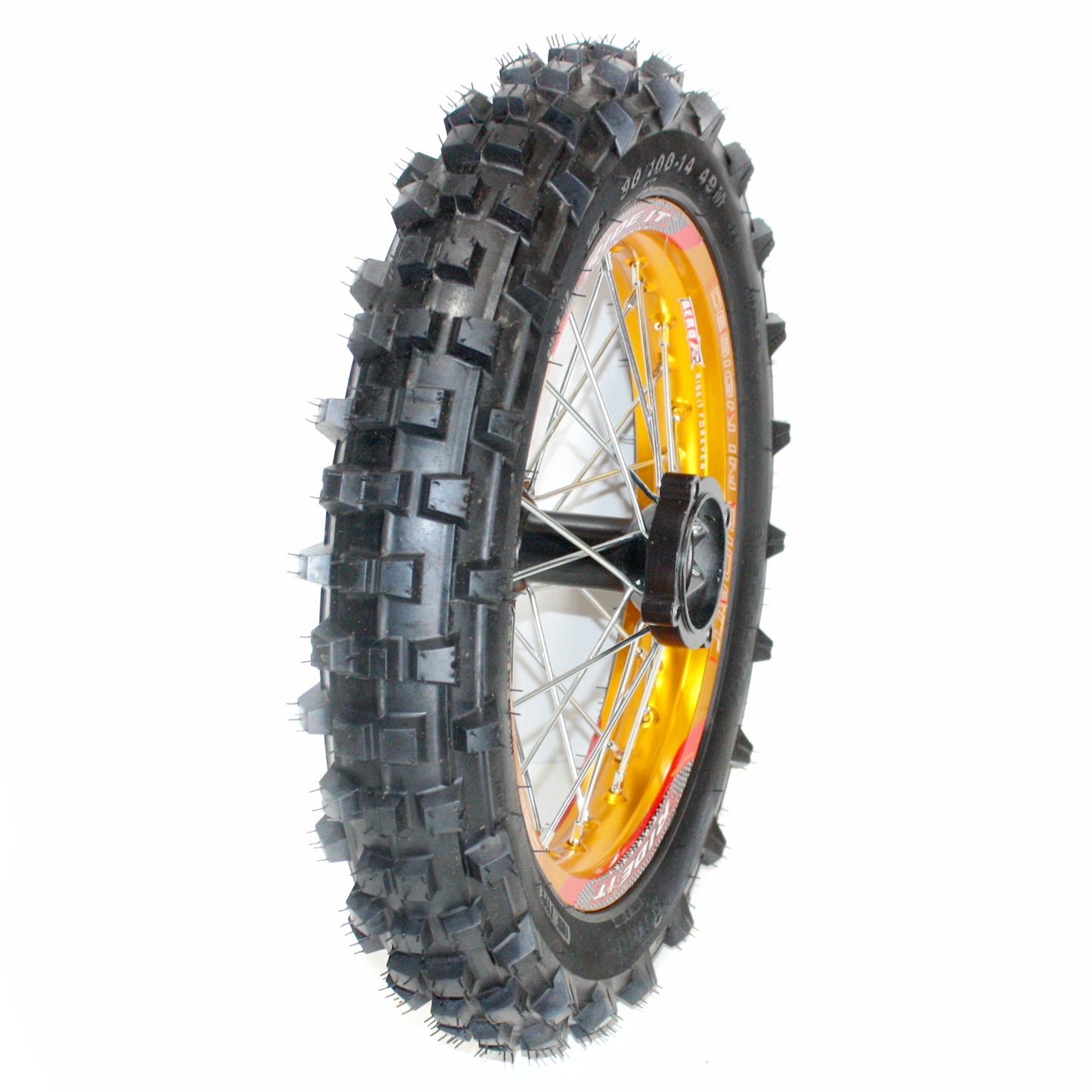 GOLD 90/100- 14 14&quot; Inch Rear Back Wheel Rim Tyre Tire PIT PRO Bigfoot Dirt Bike