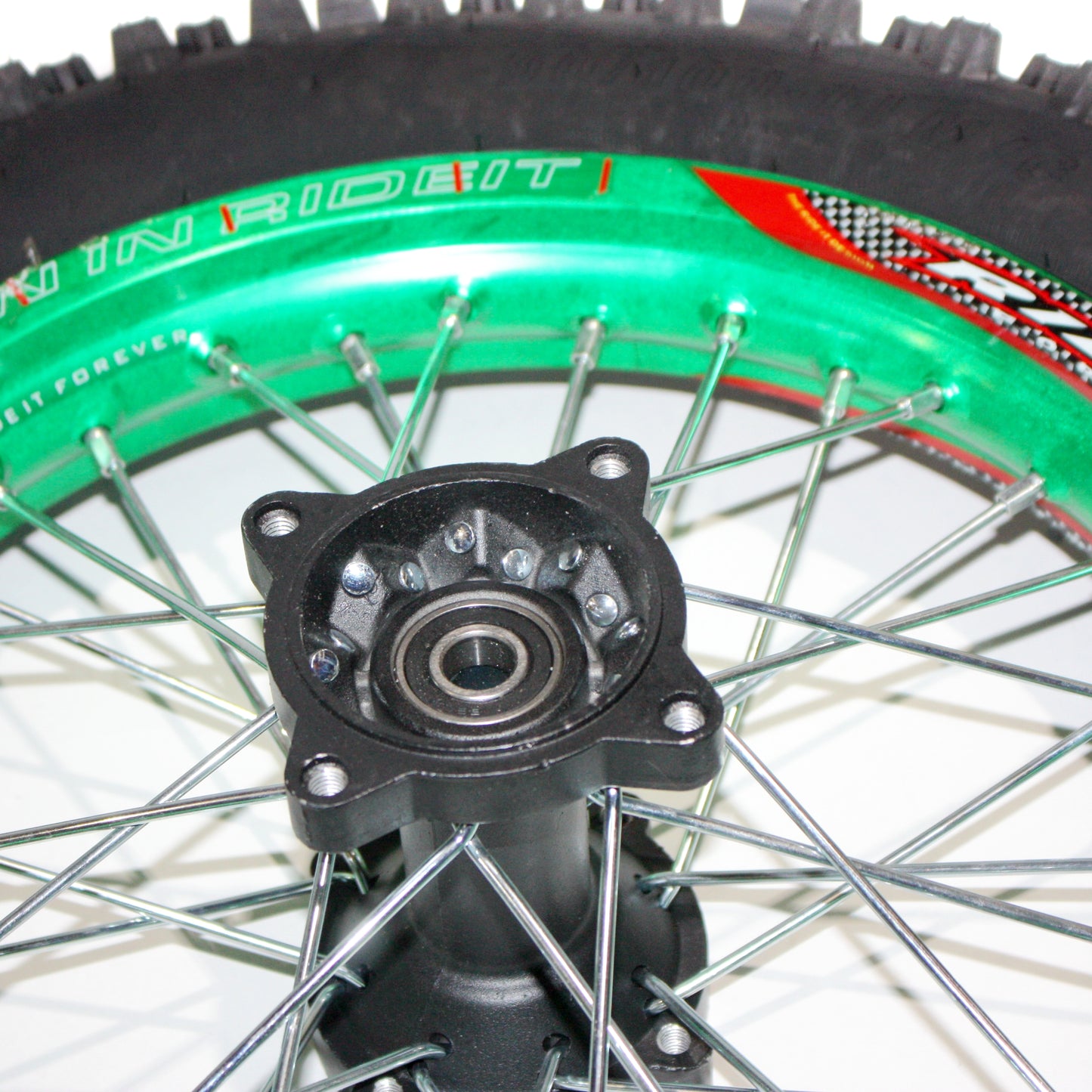 GREEN 90/100 - 14 14&quot; Inch Rear Back Wheel Rim + Tyre Tire PIT PRO Dirt Bike