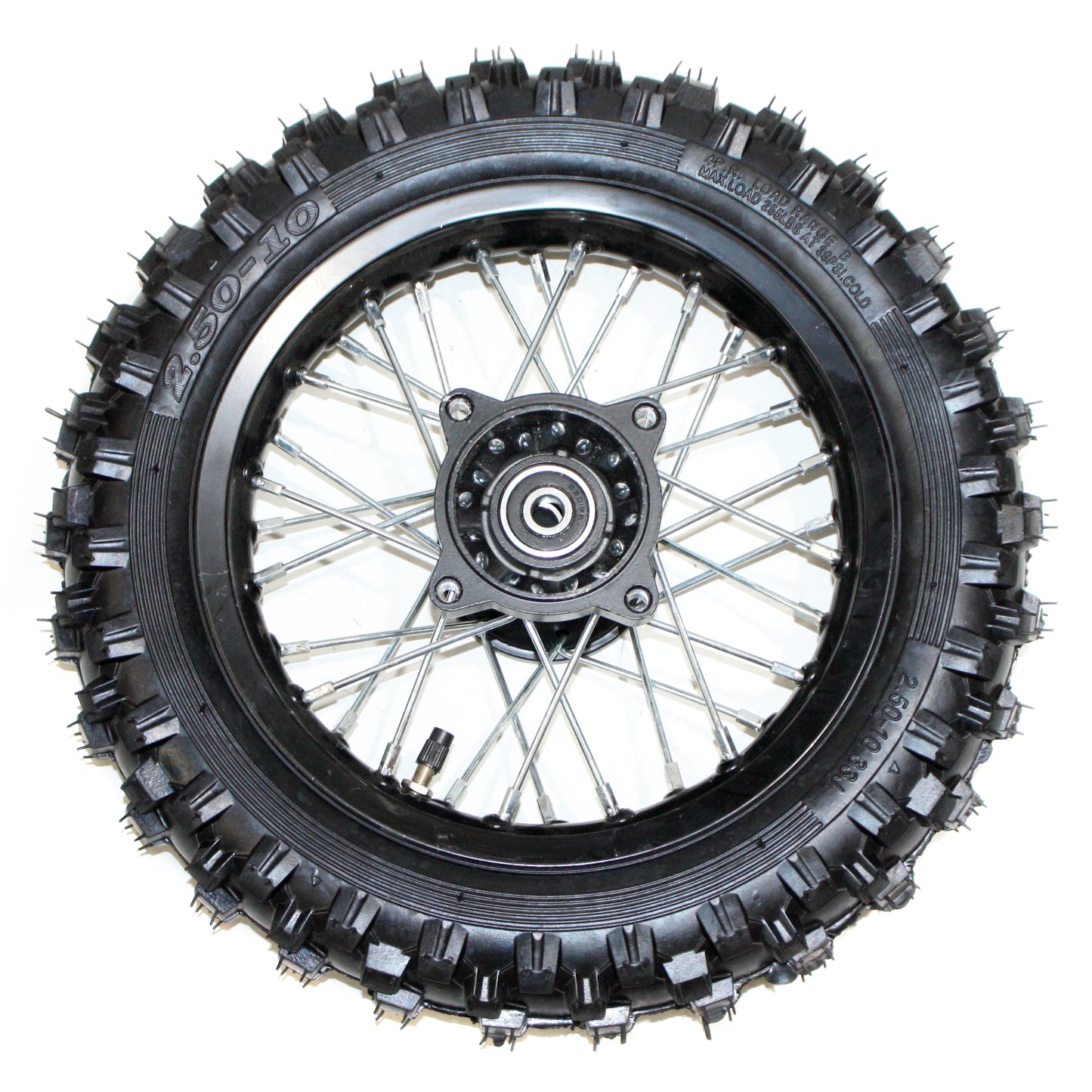 BLACK 2.50 - 10 10&quot; Inch Front Wheel Rim + Knobby Tyre Tire PIT PRO Dirt Bike