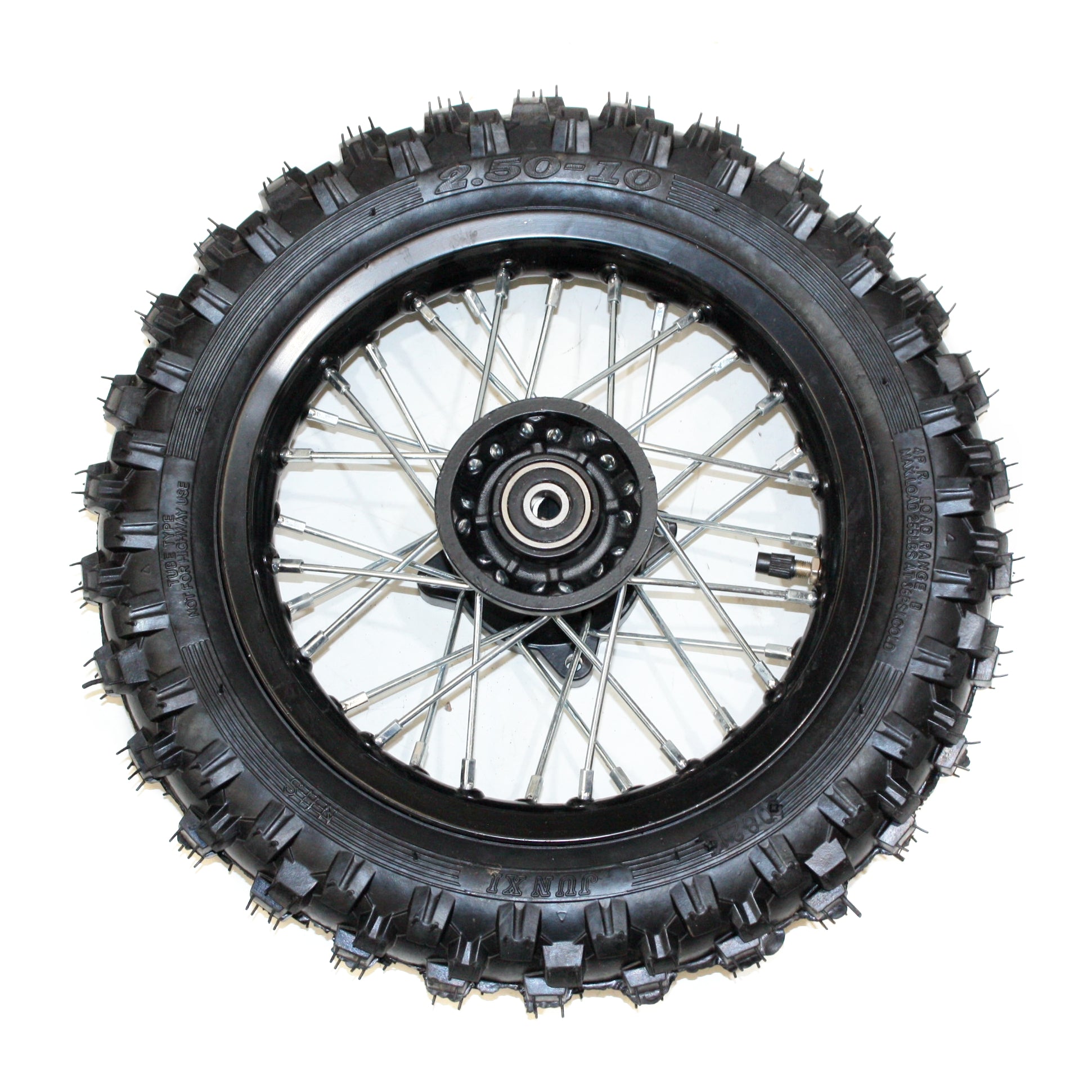 BLACK 2.50 - 10 10&quot; Inch Front Wheel Rim + Knobby Tyre Tire PIT PRO Dirt Bike