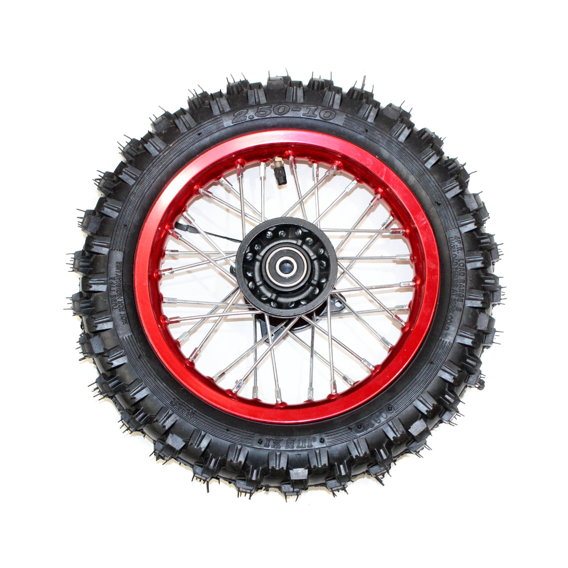 RED 2.50 - 10 10&quot; Inch Front Wheel Rim Knobby Tyre Tire PIT PRO Trail Dirt Bike