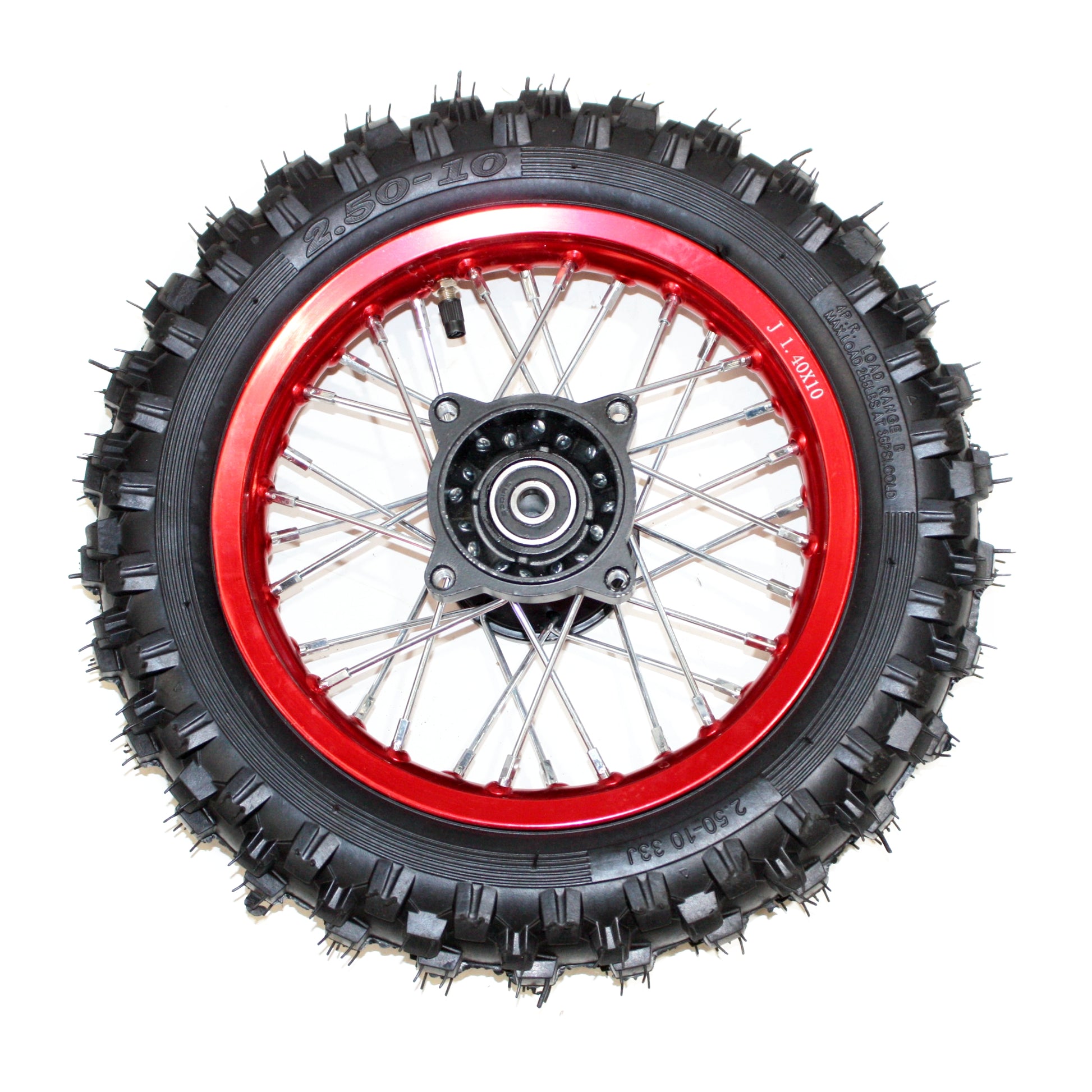 RED 2.50 - 10 10&quot; Inch Front Wheel Rim Knobby Tyre Tire PIT PRO Trail Dirt Bike