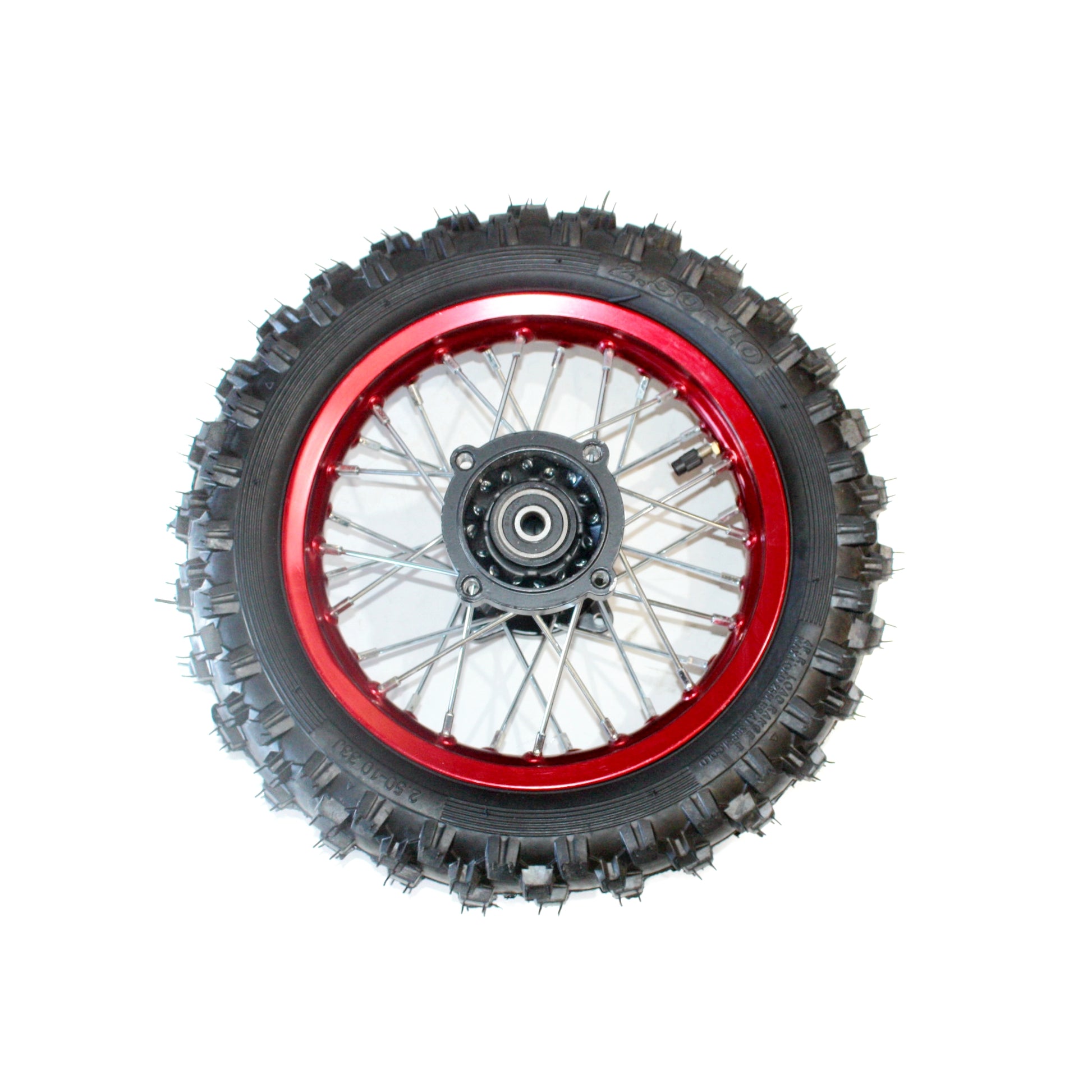 RED 2.50 - 10 10&quot; Inch Rear Back Wheel Rim Knobby Tyre Tire PIT Trail Dirt Bike