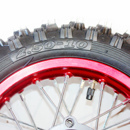 RED 2.50 - 10 10&quot; Inch Rear Back Wheel Rim Knobby Tyre Tire PIT Trail Dirt Bike