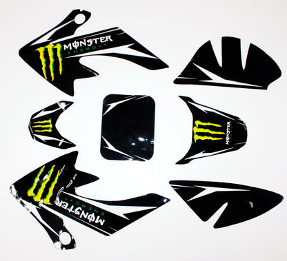 MONSTER Decals Graphics Sticker Kit CRF50 Style Fairing PIT PRO Trail Dirt Bike