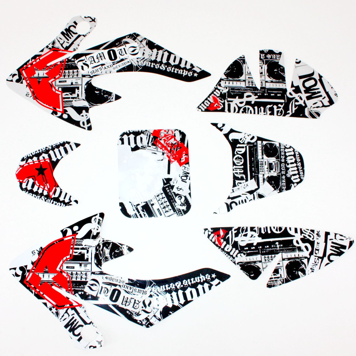 FAMOUS Decals Graphics Sticker Kit CRF50 Style Fairing PIT PRO Trail Dirt Bike