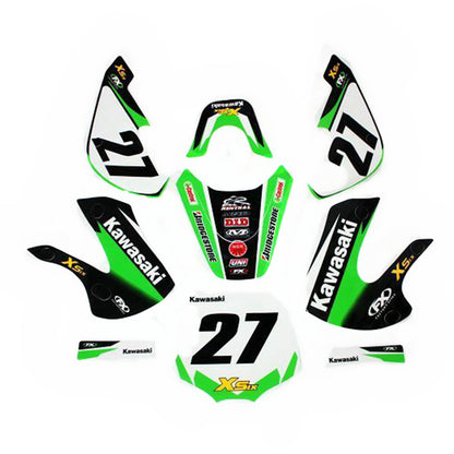 27 Classic Decals Graphic Stickers Kit KLX 110 Style Fairing PIT PRO Dirt Bike